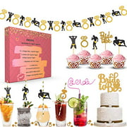 Bachelorette Party Decorations Kit I Bar Snack Table Decor I Bridal Shower Supplies I Stripper Man Engagement Ring Banner Garland, Gold Glitter Confetti, Cupcake Cake Topper, Straws Dancer Bride to Be
