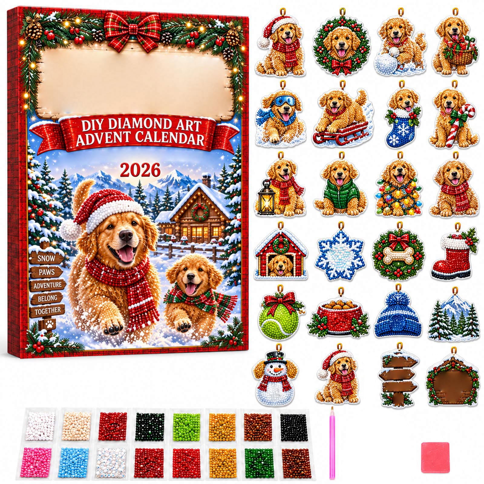 Christmas Ornaments 2D Flat DIY Diamond Painting Acrylic Hanging Blind Box Gift Set for Xmas Tree Decor and Holiday Display and Gift Exchange for Family with 24 Pcs Multicolor_#115