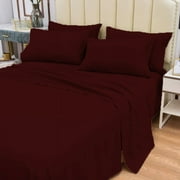 6 Piece Luxury Rayon Made From Bamboo Sheets Set- King Burgundy Sheets, Softer Than Cotton-Up To 16 Deep Pockets-Wrinkle Free-Extremely Soft Bamboo Derived Rayon Sheets- King,Burgundy