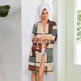 thumbnail image 5 of Women's Robes Zipper Lightweight 3/4 Length Sleeve Womens Bathrobe Zip Up Front Knee Length Plaid Trendy Bathrobe Nightgown with Pockets Yellow L, 5 of 8