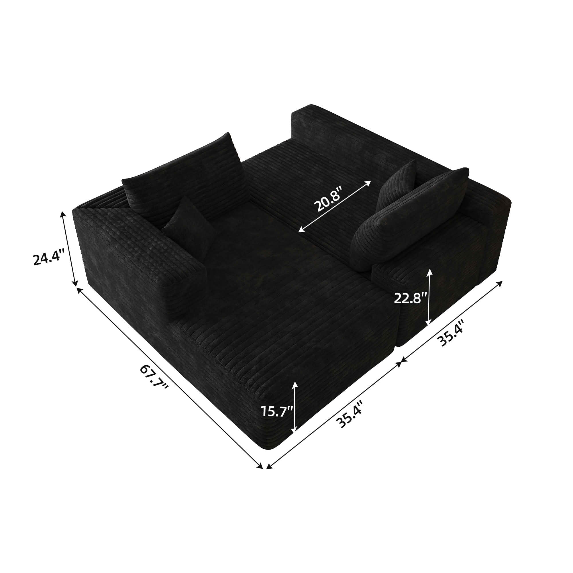 MAYEERTY 103 Inch L‑Shaped Cloud Sectional Sofa, Modern Minimalist Deep‑Seat Corner Couch, Plush Corduroy Upholstered Reversible Sofa, No‑Assembly Required for Living Room Apartment