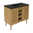 thumbnail image 4 of Bron 36 in. Brown Oak Bathroom Vanity With Black, 3-Hole Ceramic Sink Top, 4 of 8
