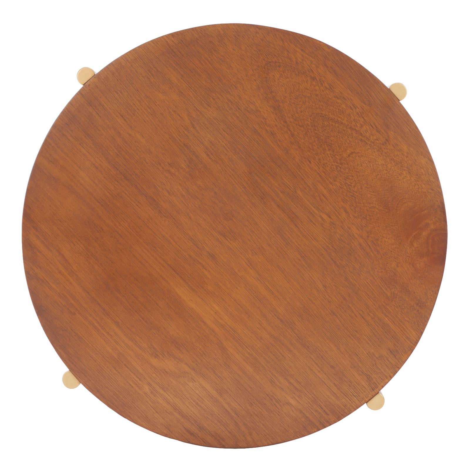 SAFAVIEH Diangela Modern Natural/Gold Round Wood Coffee Table (34 in. W x 34 in. D x 12 in. H)