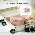 thumbnail image 7 of (2 pack) Makeup Bag for Women, Portable Cosmetic Bag, Large Capacity Travel Makeup Organizer, Cosmetic Brush Case Gifts for Girls with Handle (Pink), 7 of 7