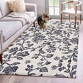 thumbnail image 2 of Spring Flowers Large Area Rugs for Bedroom Living Room, Soft Non Slip Carpet Bedside Rug, Farmhouse Dark Blue Pastoral Floral Leaf Rectangular Floor Cover Kitchen Accent Rug 3'x5' for Office, 2 of 9