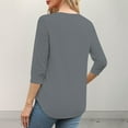 thumbnail image 6 of Otntypg Women's Dressy Business Casual Tunic Tops 3/4 Length Puff Sleeve Lace Crochet Eyelet Crewneck Ruched Pleated Solid Color T Shirts 2025 Summer Work Blouses Gray XXL, 6 of 9