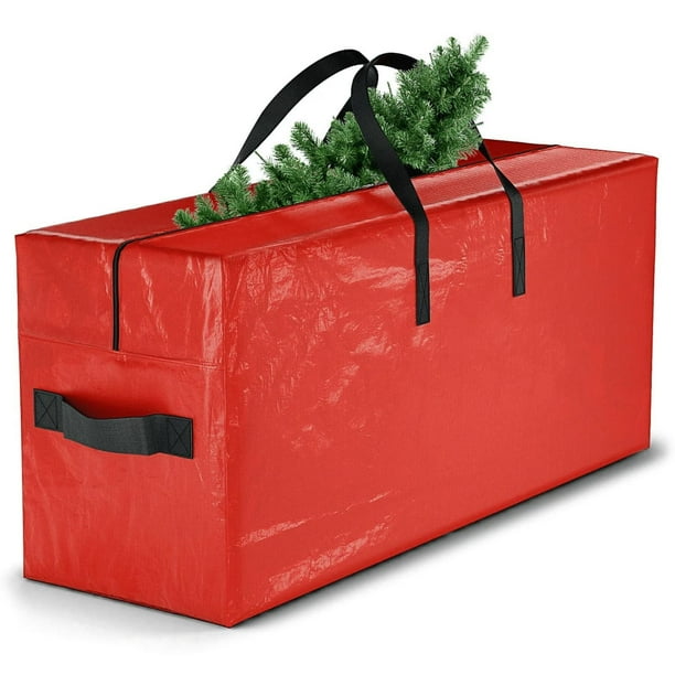 Bolsa De Almacenamiento Bolsa de almacenamiento para árbol de Navidad de polietileno rojo de 165x38x75cm,funda para árbol artificial con asas reforzadas y cremallera (1 pieza) Rkxzt