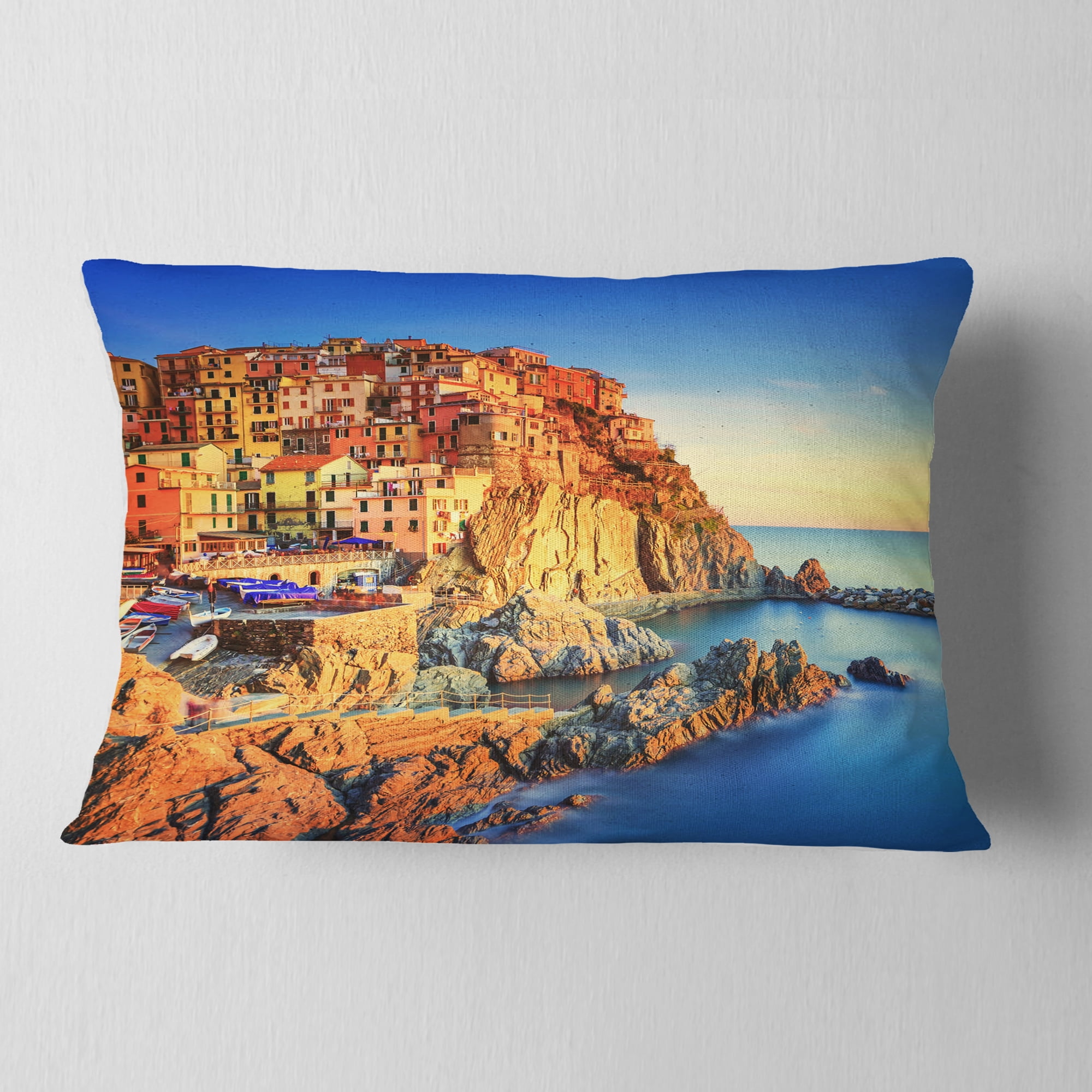 Designart 12" x 20" Red Polyester Throw Pillow