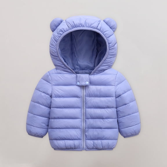 jsaierl Toddler Boys Girls Winter Jackets Cute Bear Ear Hood Cartoon Print Coat Fall Zip Up Thermal Jacket Thicken Outerwear Clothes Puffer Coat 12M-5T