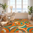 thumbnail image 3 of Design&I 6'x9' Washable Area Rug Orange Funky Bold Asymmetric Composition Vivid Decorative Classroom for Dining Room, Under Table, Office, Snag-Free, 3 of 7