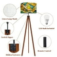 thumbnail image 5 of Wood Tripod Floor Lamp, Mid Century Wood Standing Lamp with 3 Color Temperature Dimmable Standing for Living Room, Bedroom, Office Stained Flaxen Lamp Shade, 5 of 5