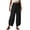 Black, variant on Womens Flowy Lounge Pants Y2k Cross Split Hem Wide Leg Palazzo Ankle Pants High Waisted Travel Cropped Trousers White Large