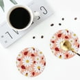 thumbnail image 4 of Naloa Daisy and Ladybug Leather Coasters for Drinks, Durable Drink Coasters 4 Set for Tabletop Protection, Luxurious Home Décor and Housewarming Gift ( {designName})Round Shape, 4 of 6
