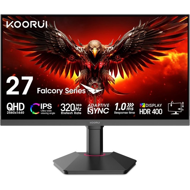 KOORUI 27 Pouces 2560 x 1440 (2K) 320 Hz Moniteur de Jeu IPS FreeSync Premium (AMD Adaptive Sync) 95 % DCI-P3 G2721E