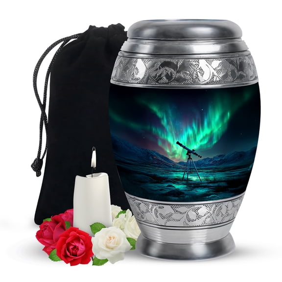 Yatskia Telescope Northern Lights Urns for Human Ashes Adult Female, Memorial Urn for Ashes Adult Male, Decorative Urns for Human Ash, (Monar Large, 10 Inch)
