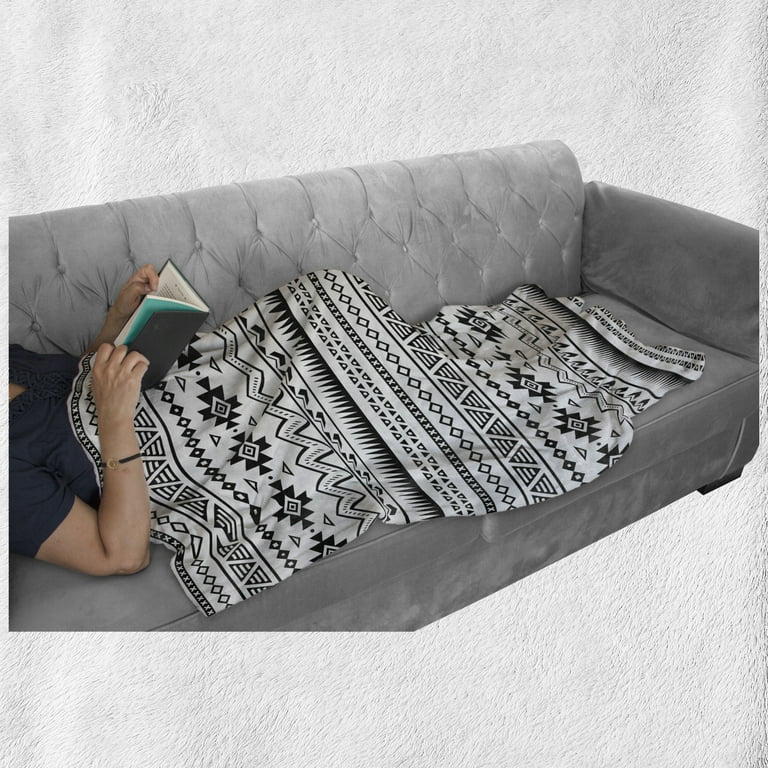 Tribal Soft Flannel Fleece Throw Blanket Aztec American Folkloric Art Borders Tribal South America Culture Cozy Plush for Indoor and Outdoor Use