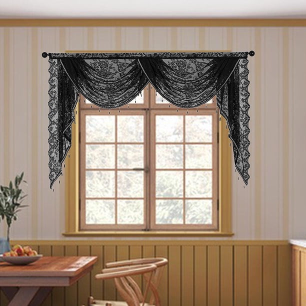 Ventana de cascada Venance Romántico Soft Balfo Breathable Vintage Diseño Vintage con borde de cuentas para la sala de estar de la Ancho 150 cm