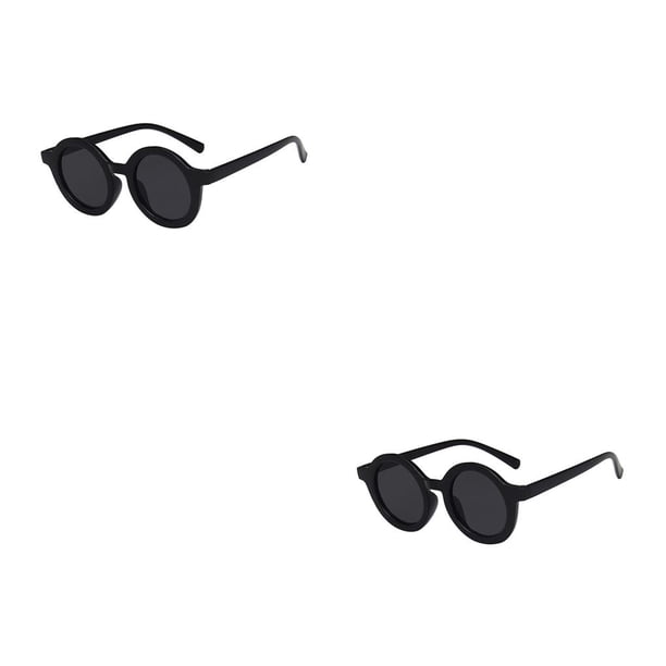 Qarigey Gafas de sol redondas para niños Gafas para bebés Ropa facial Accesorios para protección de ojos Negro brillante Gris Gris negro brillante 2Conjunto