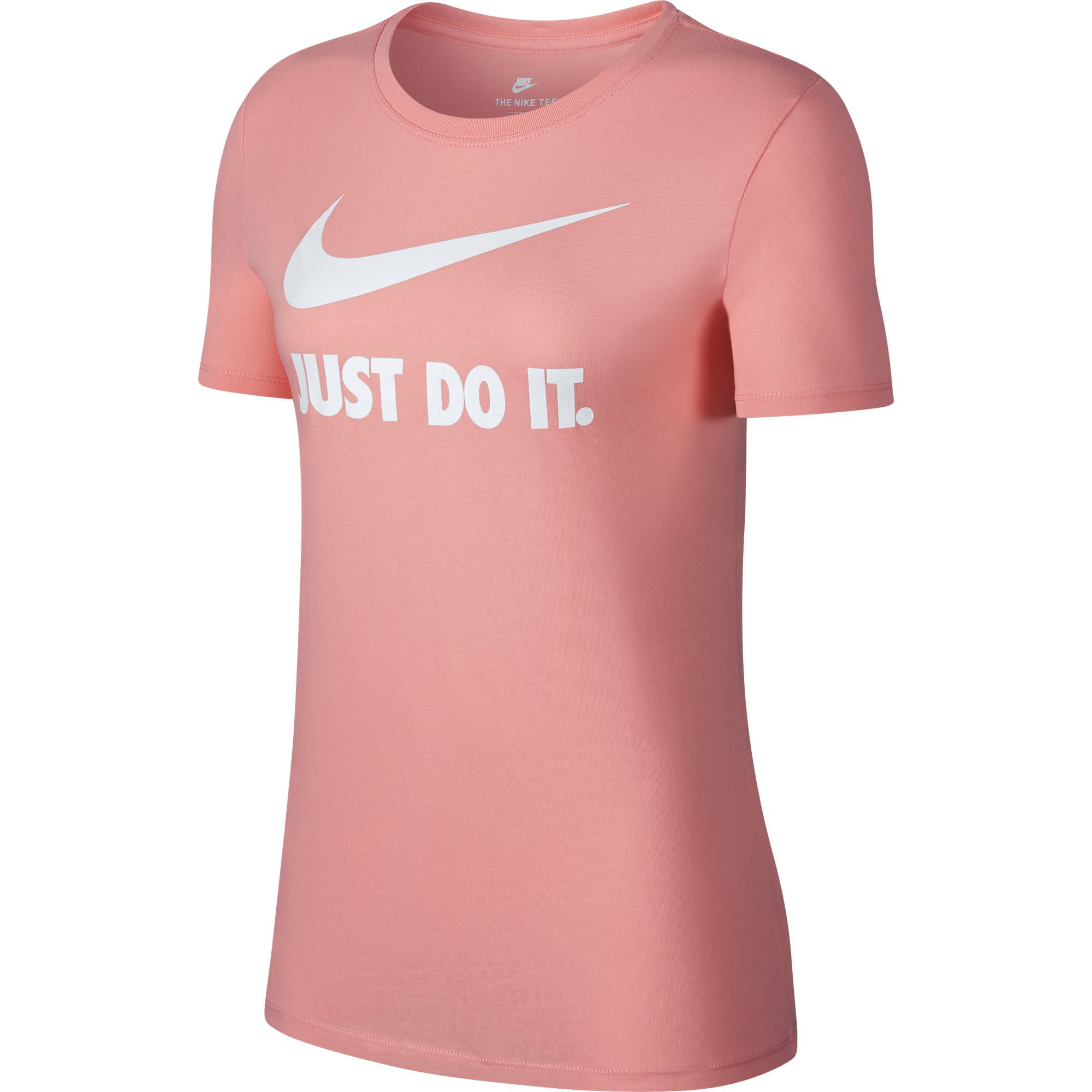 Nike Just Do Swoosh Women's Crew-Neck T-Shirt Bleached Coral/White - Walmart.com