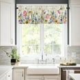 thumbnail image 3 of Farm Kitchen Window Valance and Tier Set Spring Boho Flowers Botanical 3 Piece Rod Pocket Valances Short Curtain,Vintage Stamp Letters Small Windows Treatment Tiers Curtains for Bedroom/Cafe/Bathroom, 3 of 6