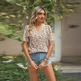 thumbnail image 2 of FJUCHAI Women's Print Shirts Summer Casual Crewneck Short Sleeve Blouses Cute Floral Loose Tops, 2 of 7