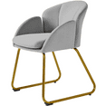 thumbnail image 3 of Yaheetech Flower Shape Velvet Armchair Dining Chair with Golden Metal Legs for Living Room, Gray, 3 of 11