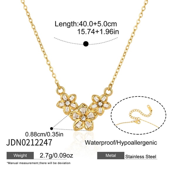 Faty-T Dainty Gold Necklace For Women 18k Gold Plated Full CZ Pendant Necklace Handmade Necklace Jewelry Everyday Wear