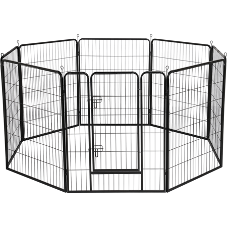 Topeakmart 8 Panels Metal Pet Playpen Dog Exercise Pen Fence Exercise Barrier 39''H Black