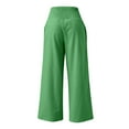 thumbnail image 5 of Clearance! Dndif Linen Pants Women High Waist Wide Leg Pants For Women Smocked Elastic Waist High Waist Loose Comfy Casual Pants With Pockets Flowy Pants For Women Green S-2XL, 5 of 5