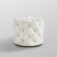 thumbnail image 4 of Inspired Home Sandy Linen Ottoman Allover Tufted Round Modern Contemporary 1 PC, Cream White, 4 of 7
