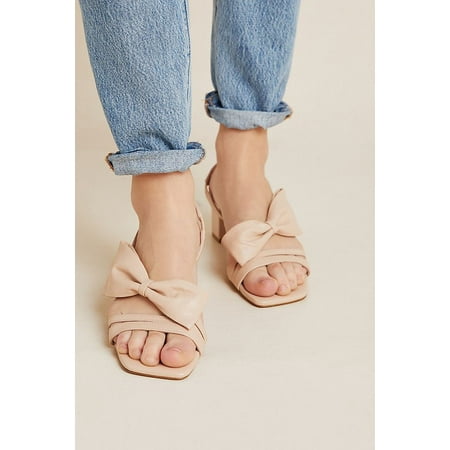 

Cecelia New York Cosette Slingback Heels NUDE Block Heel Open Toe Retro Pumps (NUDE 9)