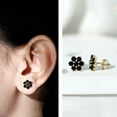 thumbnail image 4 of Rosec Jewels 1.25 CT Black Spinel Floral Cluster Stud Earrings, 10K Yellow Gold, 4 of 7