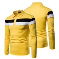thumbnail image 6 of Pink Season Men Spring T-shirt Color Block Slim Fit Turn-down Collar Long Sleeves Pullover Keep Warm Buttons Striped Spring Fall Top Men Clothes, 6 of 8