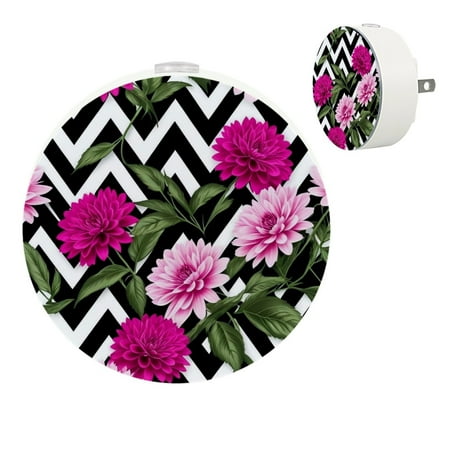 

YZUOUZY Night Lights Plug into Wall Nightlight Small Bedside Lamps Set of 2 Beautiful Floral Tropical Peony Blossom
