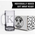 thumbnail image 5 of Etched Monogram 16oz Glass Beer Mug (Letter K), A-Z Customized Beer Gifts for Men, Personalized Beer Glasses, Custom Engraved Birthday Gifts for Him, Initial, Name, Husband Dad, Regalos Personalizados, 5 of 7