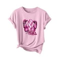 thumbnail image 4 of Caner Shirts for Women Pink Ribbon Graphic Short Sleeve Crewneck Tops Cancer Awareness Inspirational Casual Tees A010-Pink XL, 4 of 4