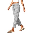 thumbnail image 5 of Women Cotton Linen Pants Casual Drawstring Elastic Waist Pant Loose Wide Leg Button Trousers With Pockets, 5 of 9
