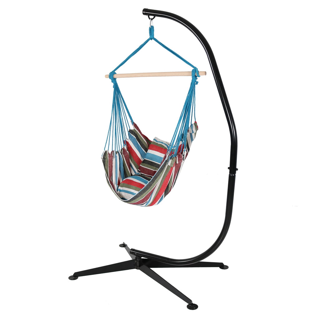 Sunnydaze Hanging Hammock Chair Swing with 2 Cushions and