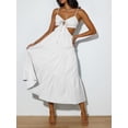 thumbnail image 2 of Kmbangi Robe Midi Cami d'Été pour Femmes Couleur Unie Spaghetti Sangle V-Cou Découpe Plage Robe Fluide, 2 of 4