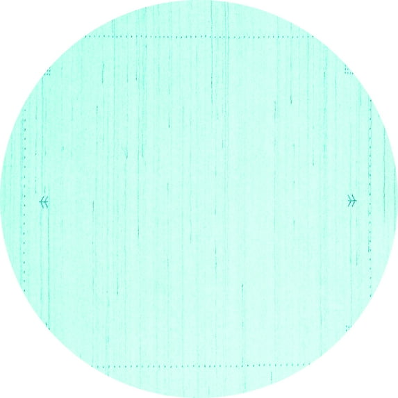 Ahgly Company Machine Washable Indoor Round Solid Turquoise Blue Modern Area Rugs, 3' Round
