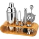thumbnail image 1 of Juego de herramientas de barra de 10 piezas con soporte de bambú - Juego de coctelera Martini, 1 of 5
