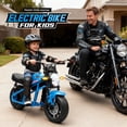 thumbnail image 6 of Track Seven 24V Kids Electric Motorcycle, 300W Electric Dirt Bike Up to 11 Mph, Twist-Grip Throttle, Hand Rear Brake, 14" EVA Tires, Music, Light, Dual Suspension, Motocross Toy for Kids Age 6+, Blue, 6 of 8