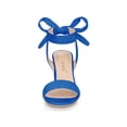 thumbnail image 6 of BLISSFUL STEP Women's Sandals Ankle Tie Back Open Toe Block Heels Deep Blue 12, 6 of 8