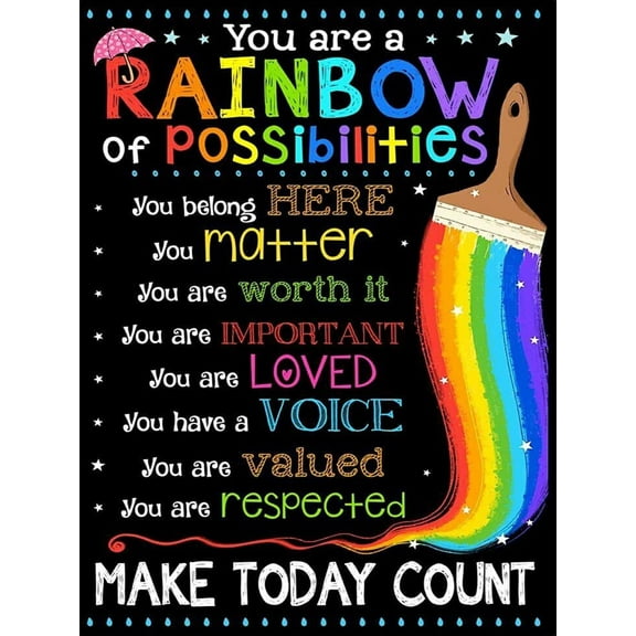 You Are A Rainbow Of Possibilities Wall Classroom Decor, Back to School Decoration, Teacher Gift, Classroom Wall Decor,Dining Room Decor, Bedroom Art, Art Deco, Frameless 12x16inch