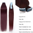 thumbnail image 4 of SEGO 20pcs Human Hair Extensions Tape in Balayage Chocolate Brown Natural Hair Extensions Tape in Real Hair Straight 12-24 inch, 4 of 8