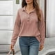 thumbnail image 5 of Sudadera con cremallera para mujer,Blusa informal de manga larga para mujer, cuello redondo, botones delanteros, tela de imitación, ideal para el hogar y el uso diario, sopatenor, 5 of 9