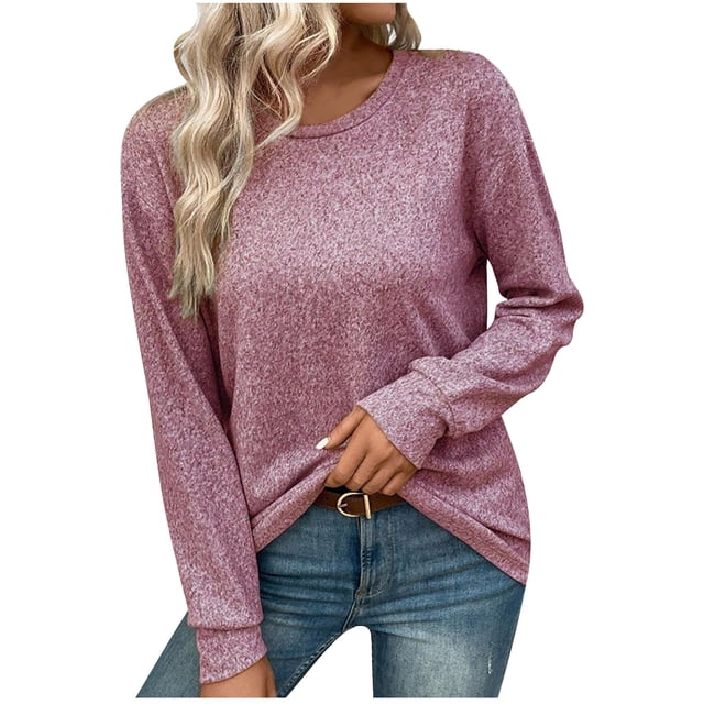 Timegard Hauts pour Femmes Col Rond Manches Longues Ample Couleur Unie sous-Vêtement Automne Hiver Décontracté Hauts Amples