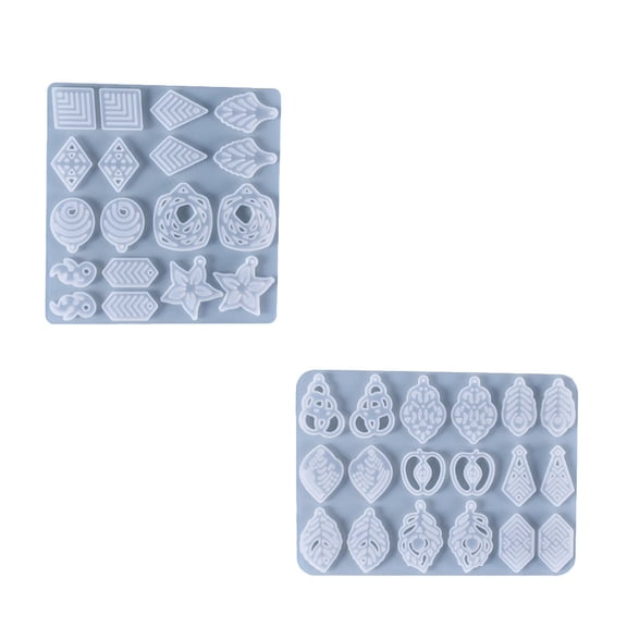 SHOWERORO 2Pcs Silicone Earring Pendants Mold for Epoxy Resin Simple Enthusiasts