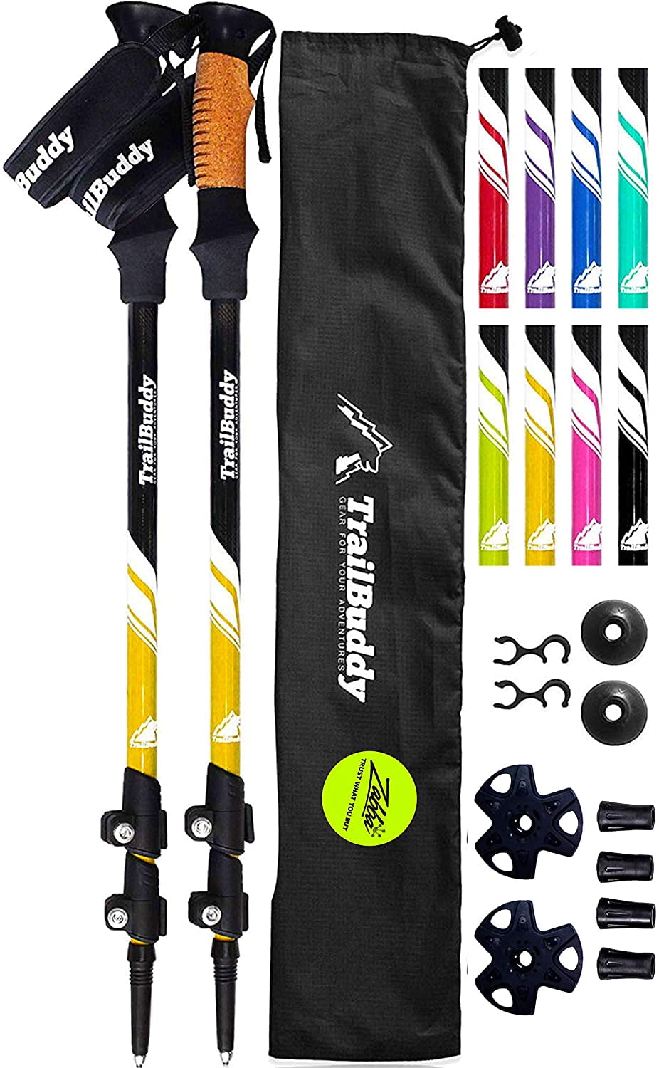Ski poles Telescopic adjustable Collapsible Adult alpine black/silver 7075 Alu 