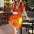 thumbnail image 3 of Naloa Tennis Ball In Fire Print Womens Summer A-Line Dress with Pockets,Short Sleeve Dresses,Flowy Beach Swing Dress for Vacation Travel, 3 of 6